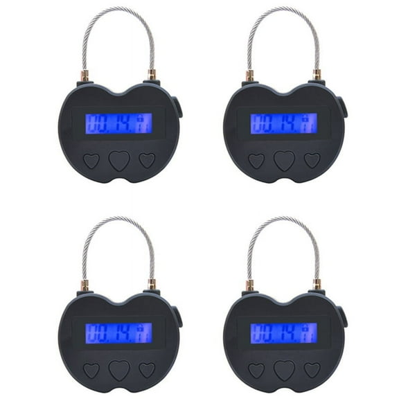 4X Smart Time Lock LCD Display Time Lock USB Rechargeable Temporary Padlock Travel Electronic Black