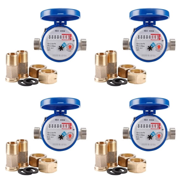 4X Smart Water Meter Mechanical Rotary Pointer Counter  Water Meter Digital Display Water Measuring Tools
