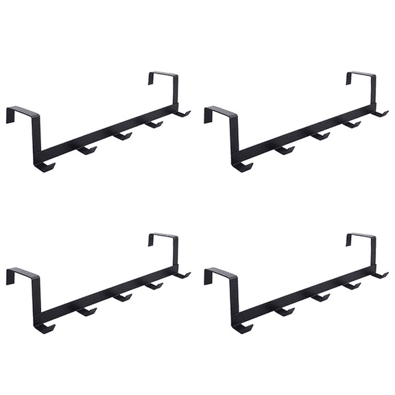 4X Smart Wide over the Door Rack Wrought Iron Hook Black