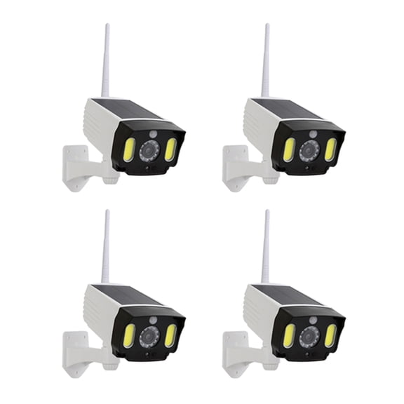 4X Solar Motion Sensor Light,Dummy Camera Waterproof Fake Camera Outdoor Indoor Street Spotlight Lamp,COB