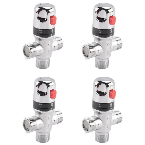 4X Solid Copper 3-Way Thermostatic Mixing Valve 3/4 Inch Solar Water Heater Valve Regulating Temperature Control Valve