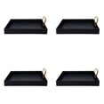 thumbnail image 1 of 4X Square PU Leather Serving Tray Decorative Dish Cosmetics Sundries Desktop Storage Plate with Handle(Black), 1 of 3