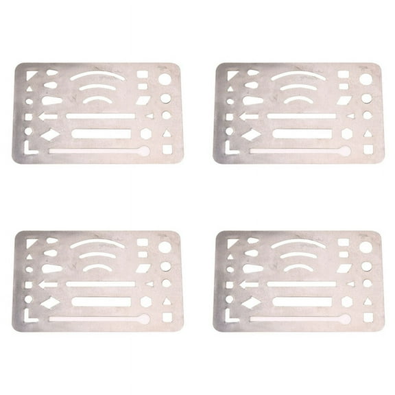 4X Stainless Steel 27 Patterns Erasing Drawing Drafting Tool Shield,4 x Erasing Shield,silver