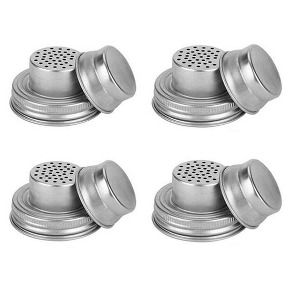 4X Stainless Steel Mason Jar Shaker Lids for Regular Mouth Mason Jar Canning Jar