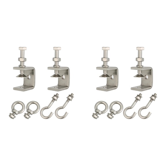 4X Stainless Steel Small C Clamp with Ring, C Clamp,Pipe Clamp Hooks for Hanging, Beam Clamp with Ring for Woodworking