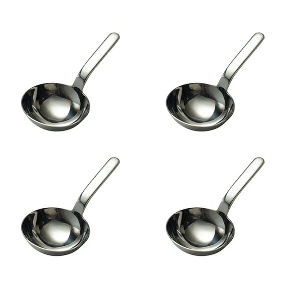 4X Stainless Steel Thickened Deep Soup Ladle Short Handle Big Round Spoon Drink Eat Noodle