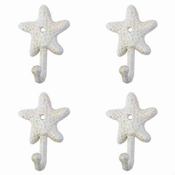 4X Starfish Cast Iron Decorative Wall Hooks Coats Aprons Hats Towels Hooks Beach Ocean Theme Chic Metal Hooks