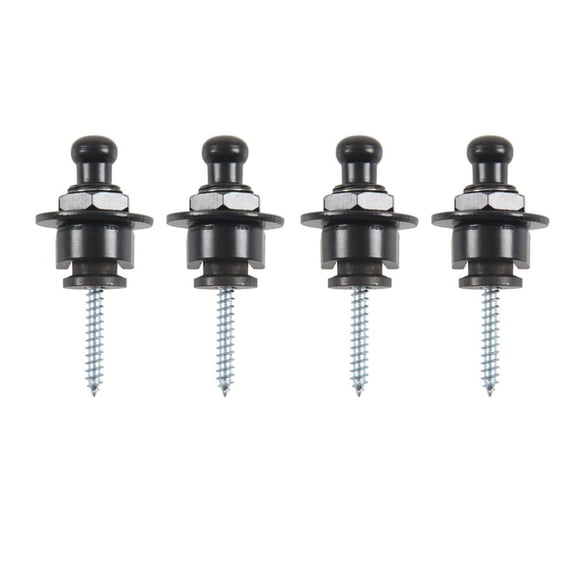 4X Strap Lock Straplocks Round for Electric Guitar Bass Black