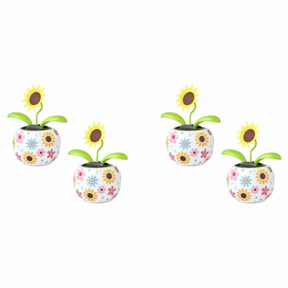 4X Sunflower Solar Dancing Flower Solar Toys Solar Powered Swinging Animated Dancer Toy Desk Car Decoration