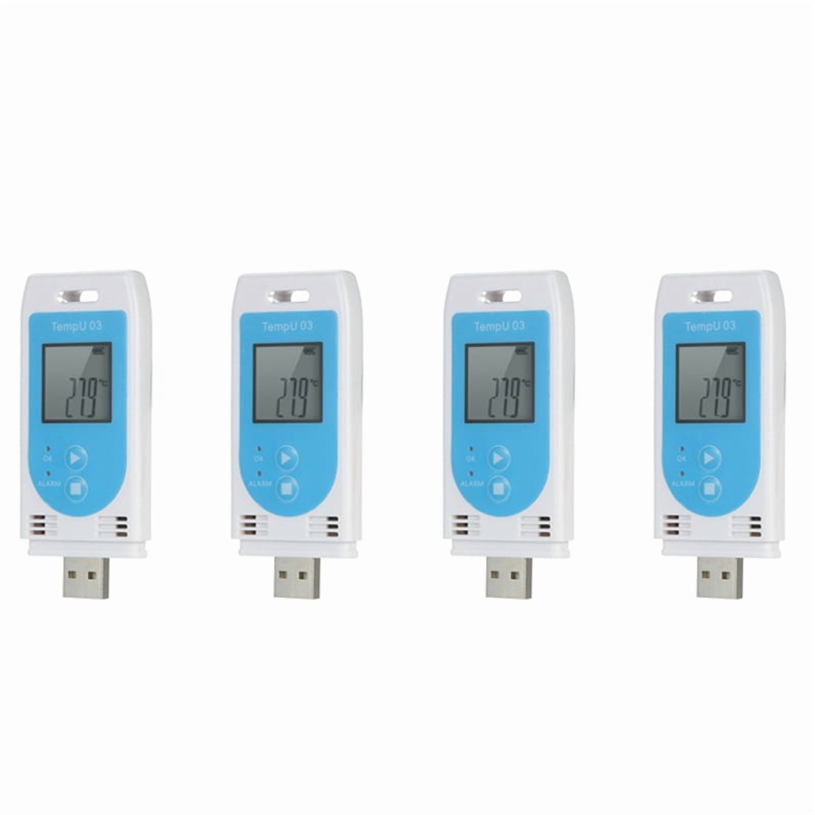 4X TempU 03 USB Temperature Humidity Data Logger Reusable RH TEMP Datalogger Recorder Humiture Recording Meter,4 x USB Temperature Humidity Recording Tester,white