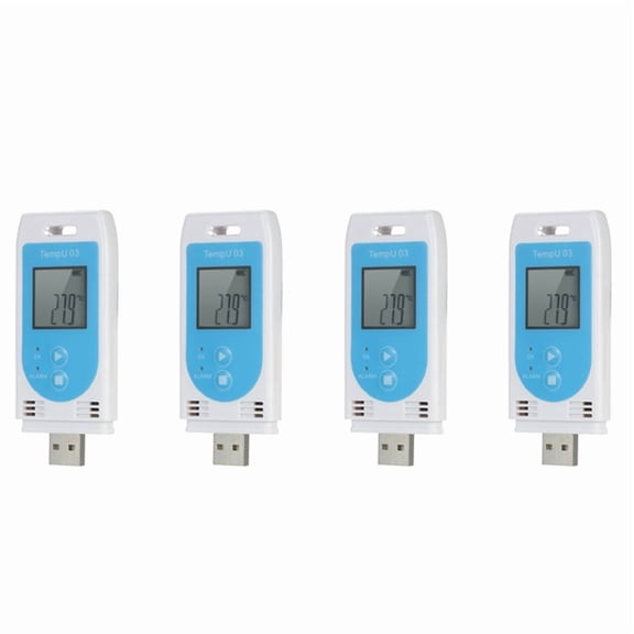 4X TempU 03 USB Temperature Humidity Data Logger Reusable RH TEMP Datalogger Recorder Humiture Recording Meter,4 x USB Temperature Humidity Recording Tester,white