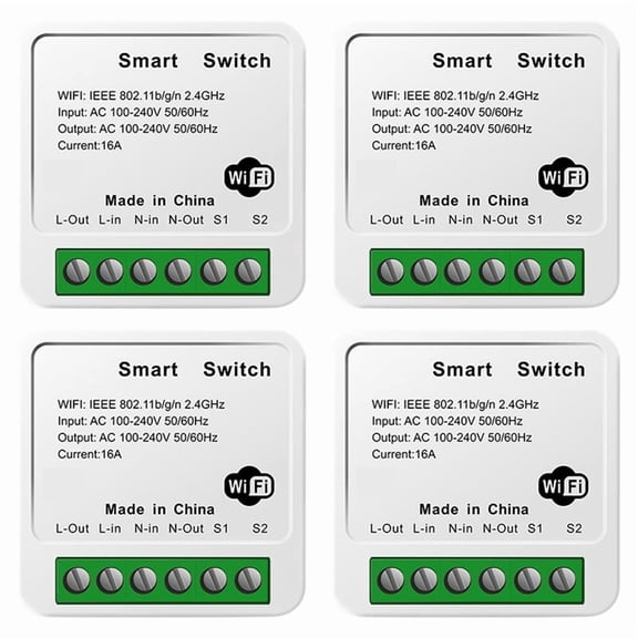 4X Tuya 16A MINI Wifi Switch DIY 1-Way Remote Control Timer Relay Automation for Smart Life Work