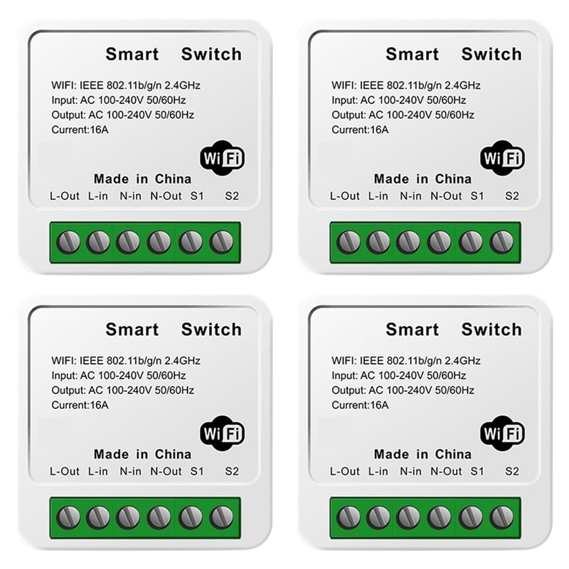 4X Tuya 16A MINI Wifi Switch DIY 1-Way Remote Control Timer Relay ...
