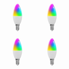 4X Tuya E14 Smart Bulb Dimmable Five-Way Spiral Candle Bulb WiFi RGB Bulb Remote Control and Voice Control 9W