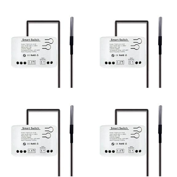 4X Tuya Smart Zigbee Switch with Temperature Sensor Passive Dry Contact Zigbee Relay Work with Home Assistant AC 85-250V