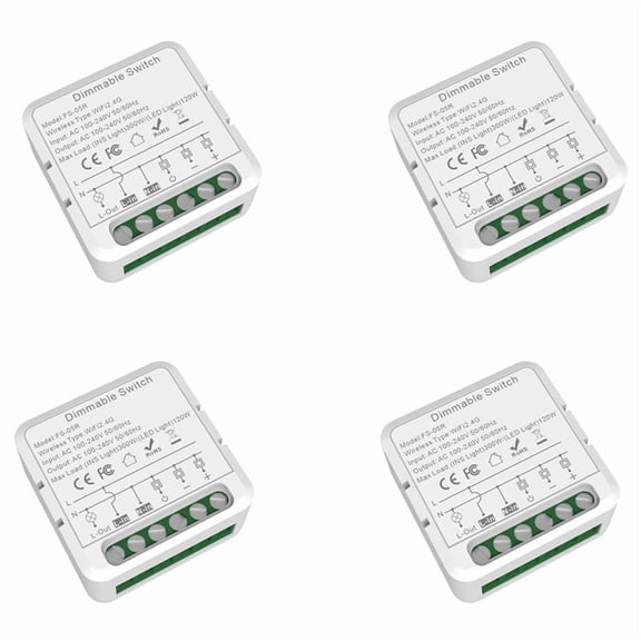 4X Tuya WiFi Smart Dimmers Switch Module Supports 2 Way Control LED Lights Dimmable Switch for Home