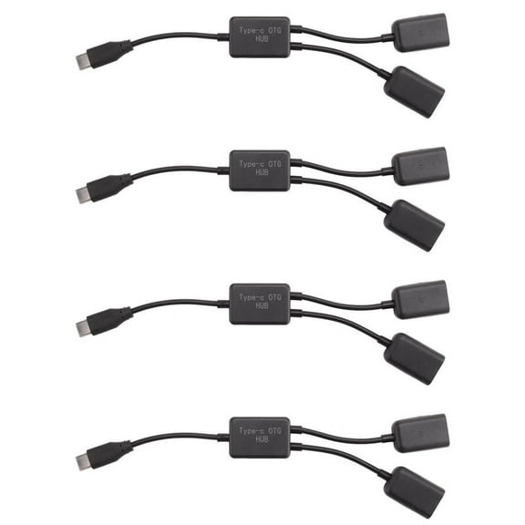 4X Type C OTG USB Male to Dual 2.0 Female OTG Charge 2 Port HUB Cable Y Splitter,4 x 2 Port HUB Cable Y Splitter,black