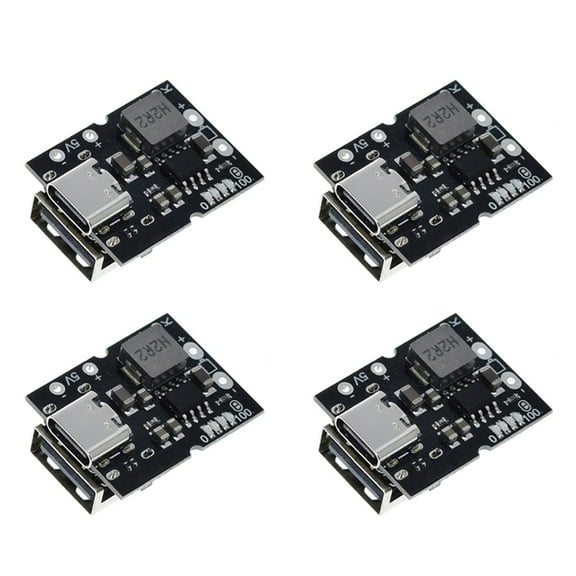 4X Type-C USB 5V 2A Boost Converter Step-Up Power Module Lithium Battery Charging Protection Board ,with Welding,4 x 5V 2A Charge-discharge Integrated Module,Black