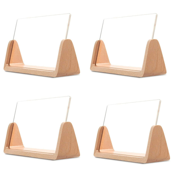 4X U-Shaped Acrylic Photo Frame Solid Wood Home Desk Decoration for Office/Bedroom/Living Room/Cafe-7 Inch