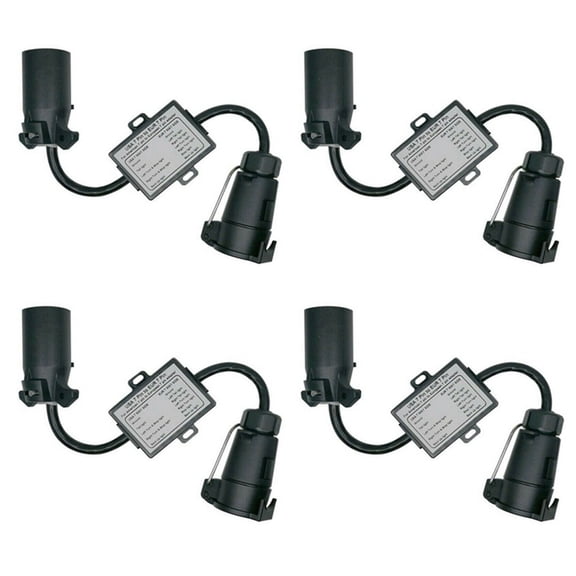 4X USA to EU Trailer Light Converter US 7-Way Blade Socket to EU 7-Pin Round Plug,4 x Trailer Light Converter,Black
