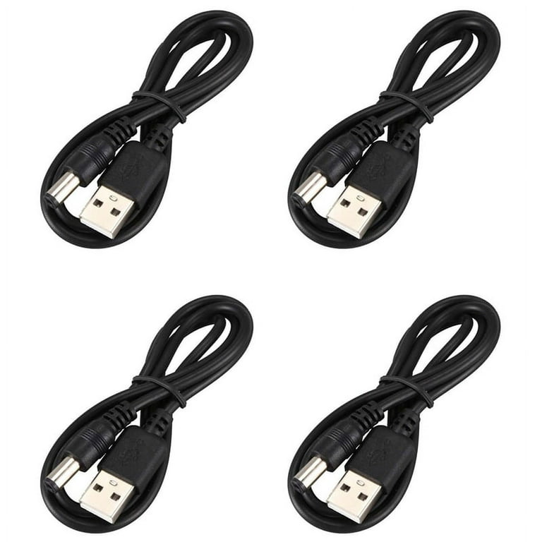 USB Cable 5.5mm / 2.1mm 5V DC Jack Power Cable (Black, 75cm