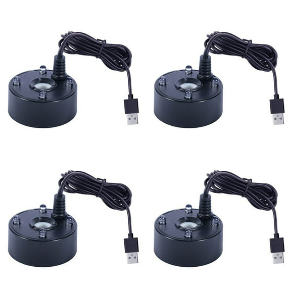 4X USB Port 4 Color LED Lights Mini Mister Fog Machine, Indoor Fountain Garden Pond Water Fogger Atomizer Black