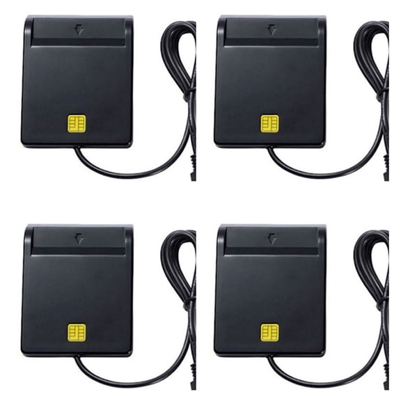 4X USB Smart Card Reader Atm Bank Tax Declaration Ic Card ID Card Smart Card Reader(Black)
