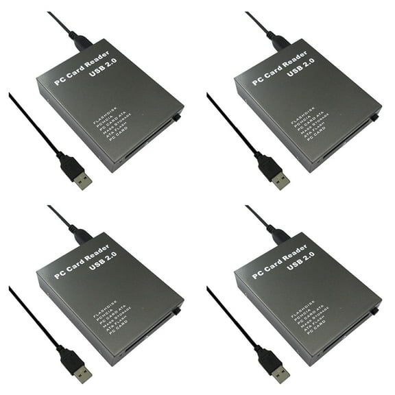 4X USB2.0 PCMCIA Card Reader Card Reader PC Card Reader USB 2.0 to PC PCMCIA Adapter,4 x PCMCIA Adapter,Iron Gray
