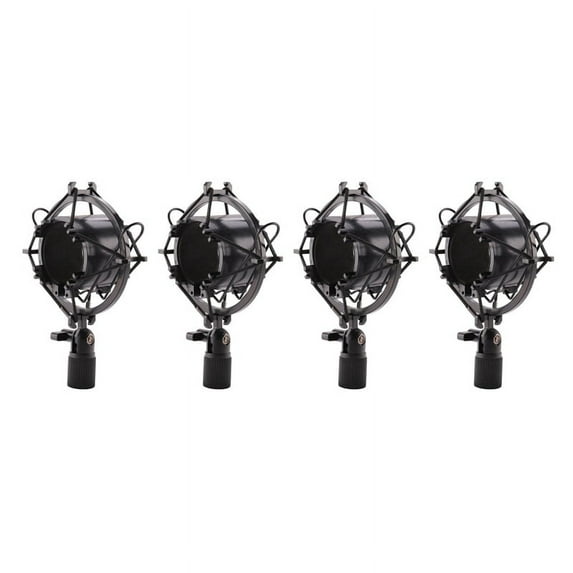 4X Universal 3KG Bearable Load Mic Microphone Shock Mount Clip Holder Stand Radio Studio Sound Recording Bracket Black