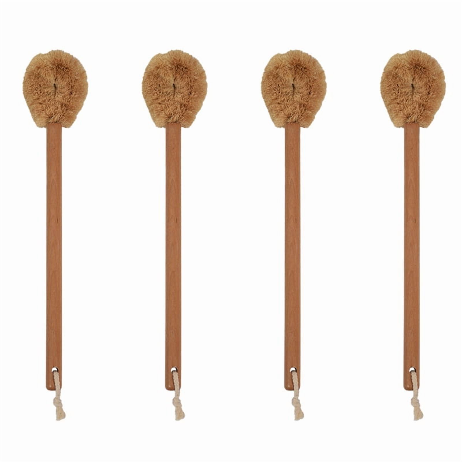 4X Updated Modern Version Toilet Bowl Brush, Natural Coconut Fiber Brush Head and Beechwood Handle with Hanging Hook