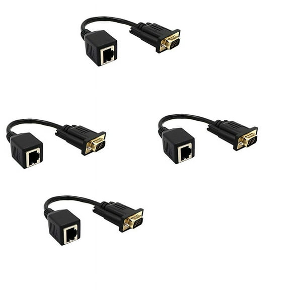 4X VGA to RJ45 Adapter Network Cable to VGA Network Cable Connector Monitor to Network Cable Connector VGA Extender,4 * VGA to RJ45 adapter,black