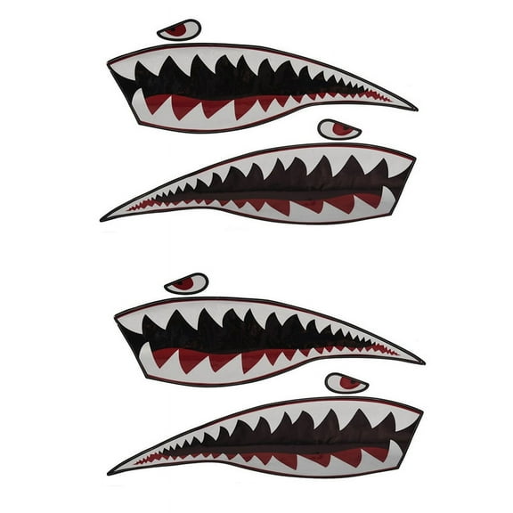 4X Waterproof PVC Decal Teeths for Kayak Boat Car Truck Stickers,4x Kayak sticker,Black & Red