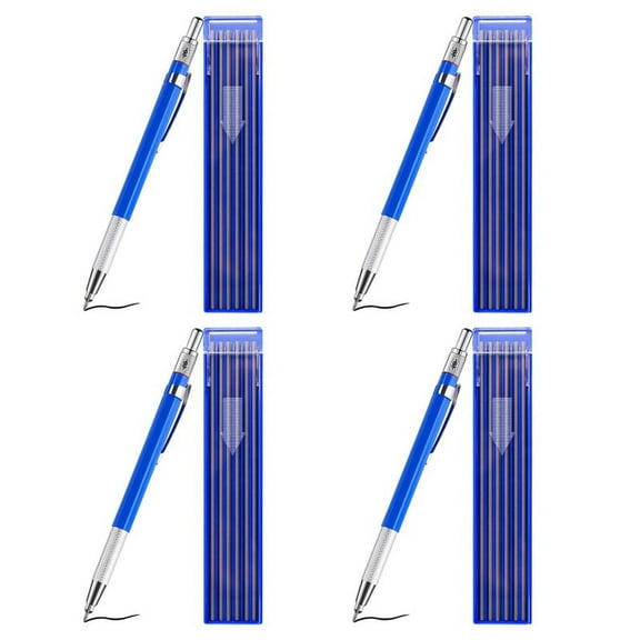 4X Welders Pencil with 48x Round Silver Refills, Metal Marker Pen Metal Carbide Scriber Mechanical Pencils