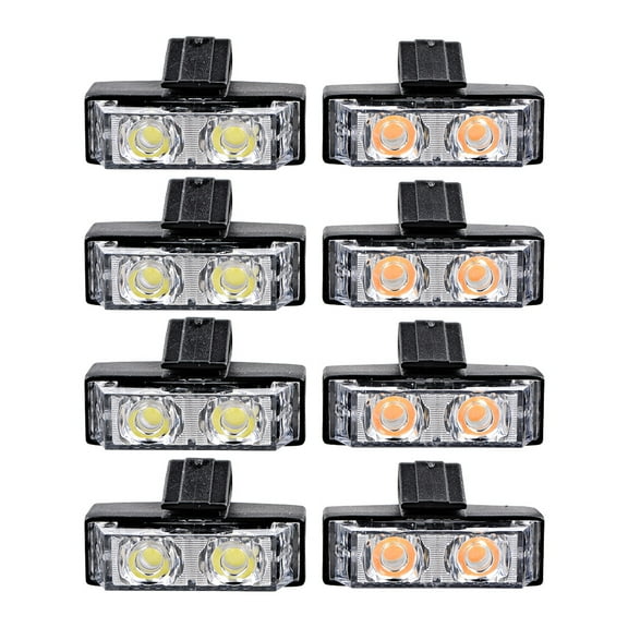 4X White + 4X Amber 2-LED Strobe Light Bar Warning Emergency Beacon + 1X Controller Fit Car SUV Truck Van