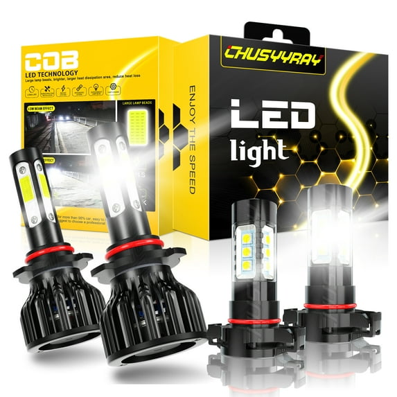4X White 9012 LED Headlight + H16 5202 Fog Light Bulbs Kit For 2014 2015 Jeep Cherokee