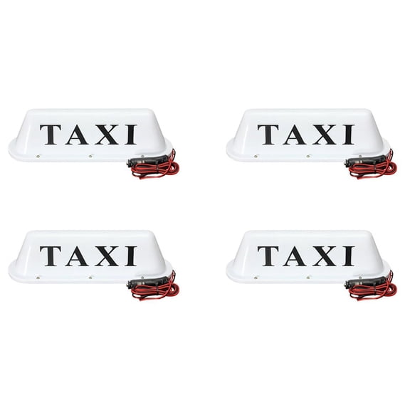 4X White Waterproof Taxi Magnetic Base Roof Top Car Cab LED Sign Light Lamp 12V PVC,4 x LED Taxi Cab Roof Light,White