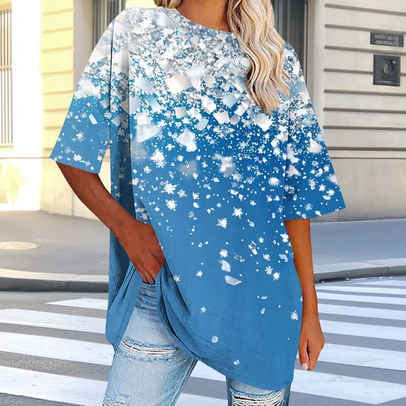 4X Women's Plus Size Clothes Under $10 Oversized Round Neck Short Sleeved Solid Summer Base Shirt Sports T-shirt Tops