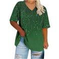 thumbnail image 1 of 4X Women's Plus Size Short Sleeve V-Neck Tops Printed Casual Shirts Under $10, 1 of 5