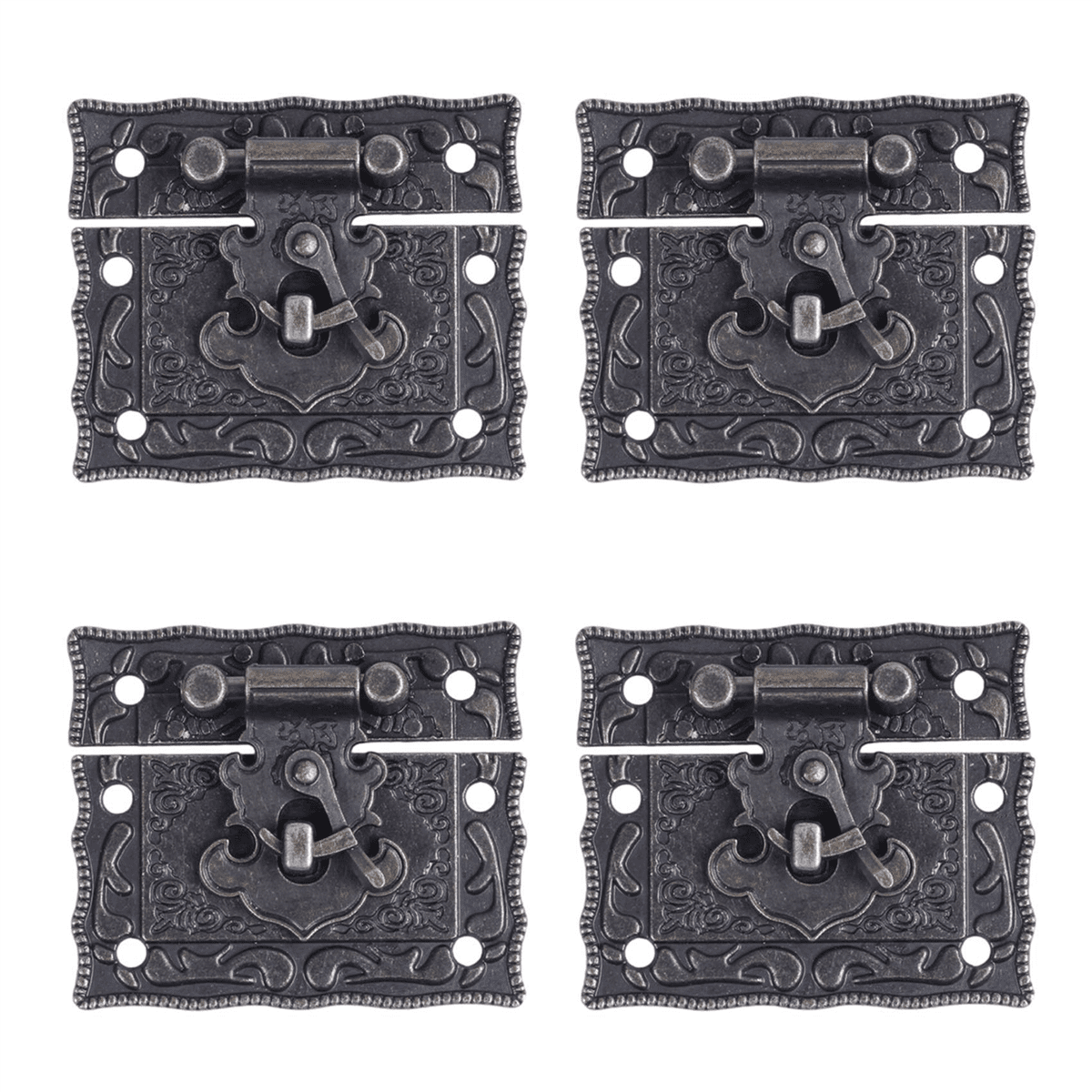 4X Wood Case Chest Box Rectangle Clasp Closure Hasp Latches Bronze Tone ...