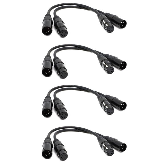 4X XLR Male 3 Pin to XLR Female 5 Pin & XLR Female 3 Pin to XLR Male 5 Pin Audio Cable, for Microphone Stage Light