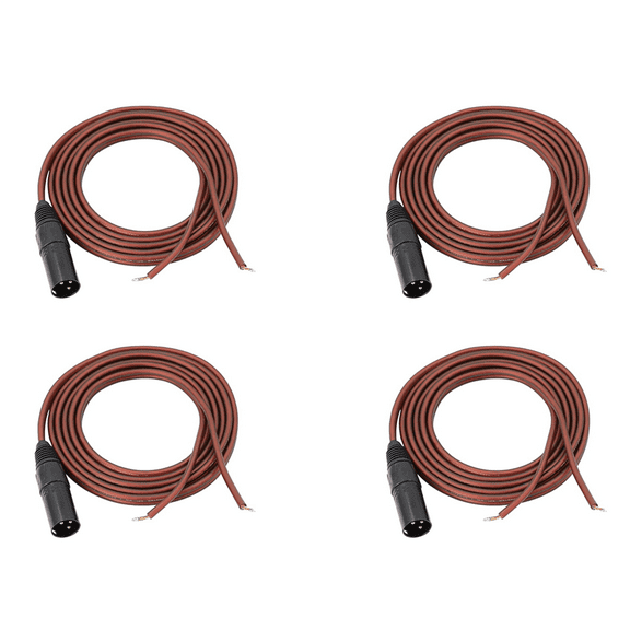 4X XLR Speaker Wire, Speaker Bare Cable to XLR Plug, Gold Plated XLR 3 Pin Male Connector Audio Cable Open End