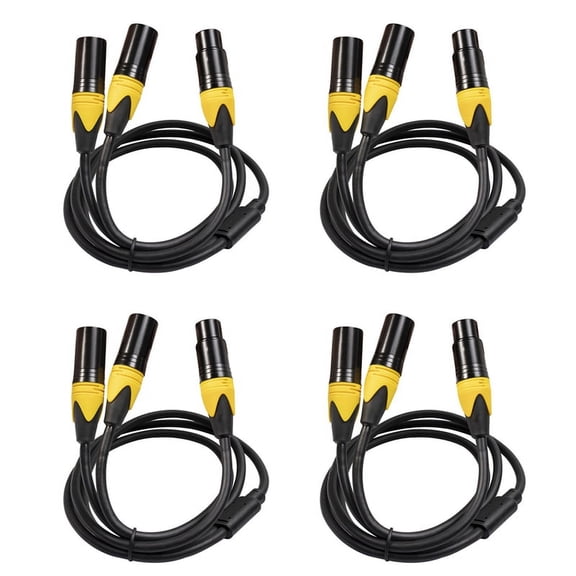 4X XLR Splitter Cable,3 Pin XLR Female to Dual XLR Male Audio Y Cable Balanced Microphone Splitter Cord Audio Adaptor