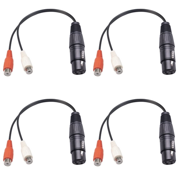 4X XLR to Dual Cable XLR to Y Splitter Cable 3 Pin XLR Female to Female Amplifier Mixing Plug AV Cable 0.2M