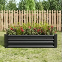 4X2Ft Metal Raised Garden Bed, 12" Tall Galvanized Steel Planter Box for Vegetables, Flowers & Herbs, Black Outdoor Garden Planter