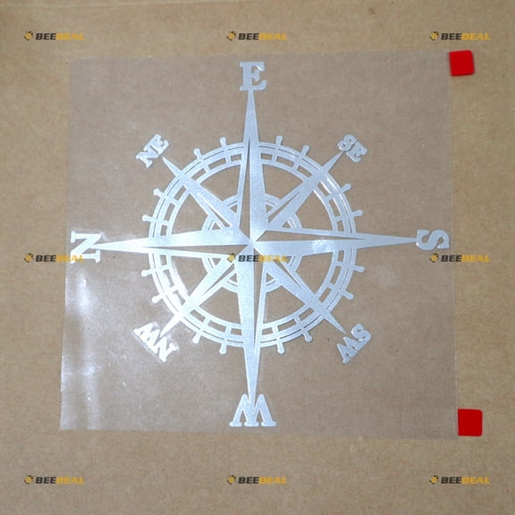 4X4 4WD Compass Off Road Decal Sticker Vinyl - Metallic Silver 6 Inches - fit for Jeep Ford Chevy Toyota Style c