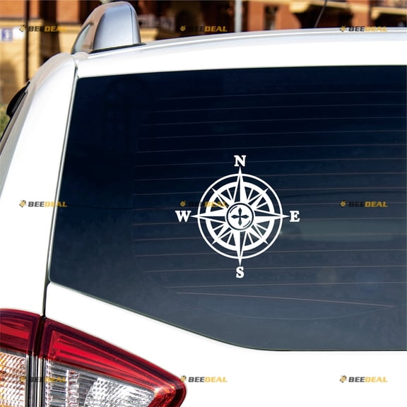 4X4 Compass Off Road Sticker Decal Vinyl - 2 Pack White 4" - Fit For Jeep Ford Chevy Toyota No Background Die-cut a
