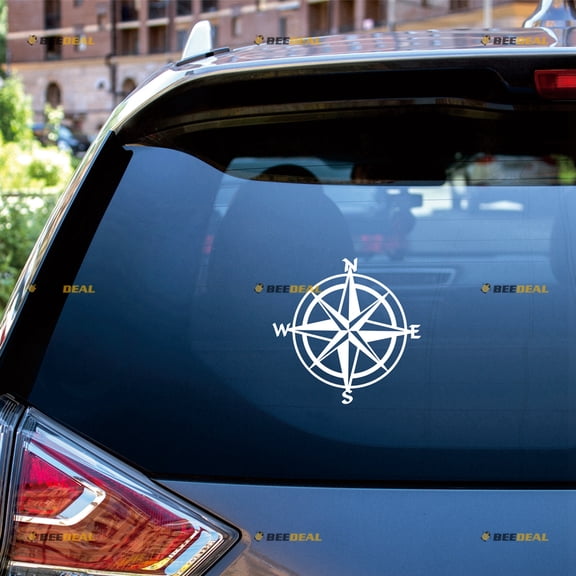 4X4 Compass Off Road Sticker Decal Vinyl - 2 Pack White 5" - Fit For Jeep Ford Chevy Toyota No Background Die-cut e