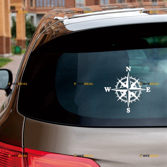 4X4 Compass Off Road Sticker Decal Vinyl - White 5" - Fit For Jeep Ford Chevy Toyota No Background Die-cut d