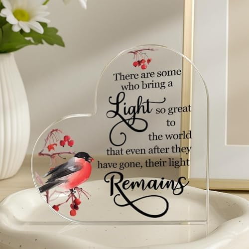 4X4 Inch Heart Shape Acrylic Plaque Block Inspirational Robin Decor Classic Style Acrylic Desk Decor Tabletop Keepsake Gift for Women Best Friend for Kitchen Countertop Tabletop