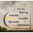 thumbnail image 1 of 4X4 Inch Heart Shape Acrylic Plaque Block Keepsake Surface Acrylic Desk Decor Tabletop Keepsake Appreciation Gift You are Amazing Inspirational Dedicated Incredible Home Office Shelf, 1 of 4